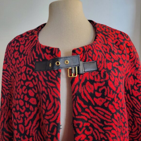 FOCUS 2000 Red/Black Women’s Fall Animal Print Poncho (Size: S/M) - Picture 14 of 16